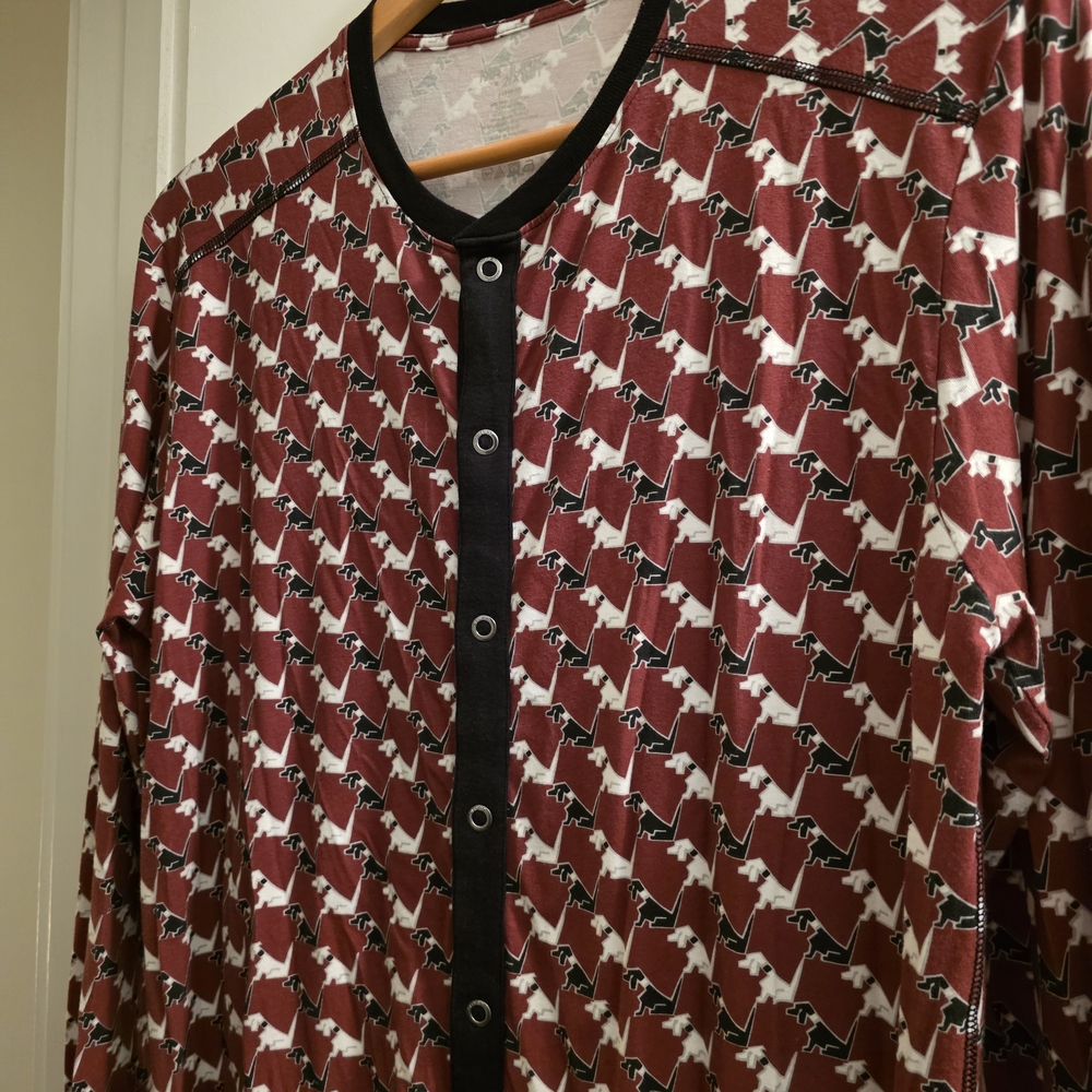 Mr Turk Red and White Dog Patterned Longjohns 2XL